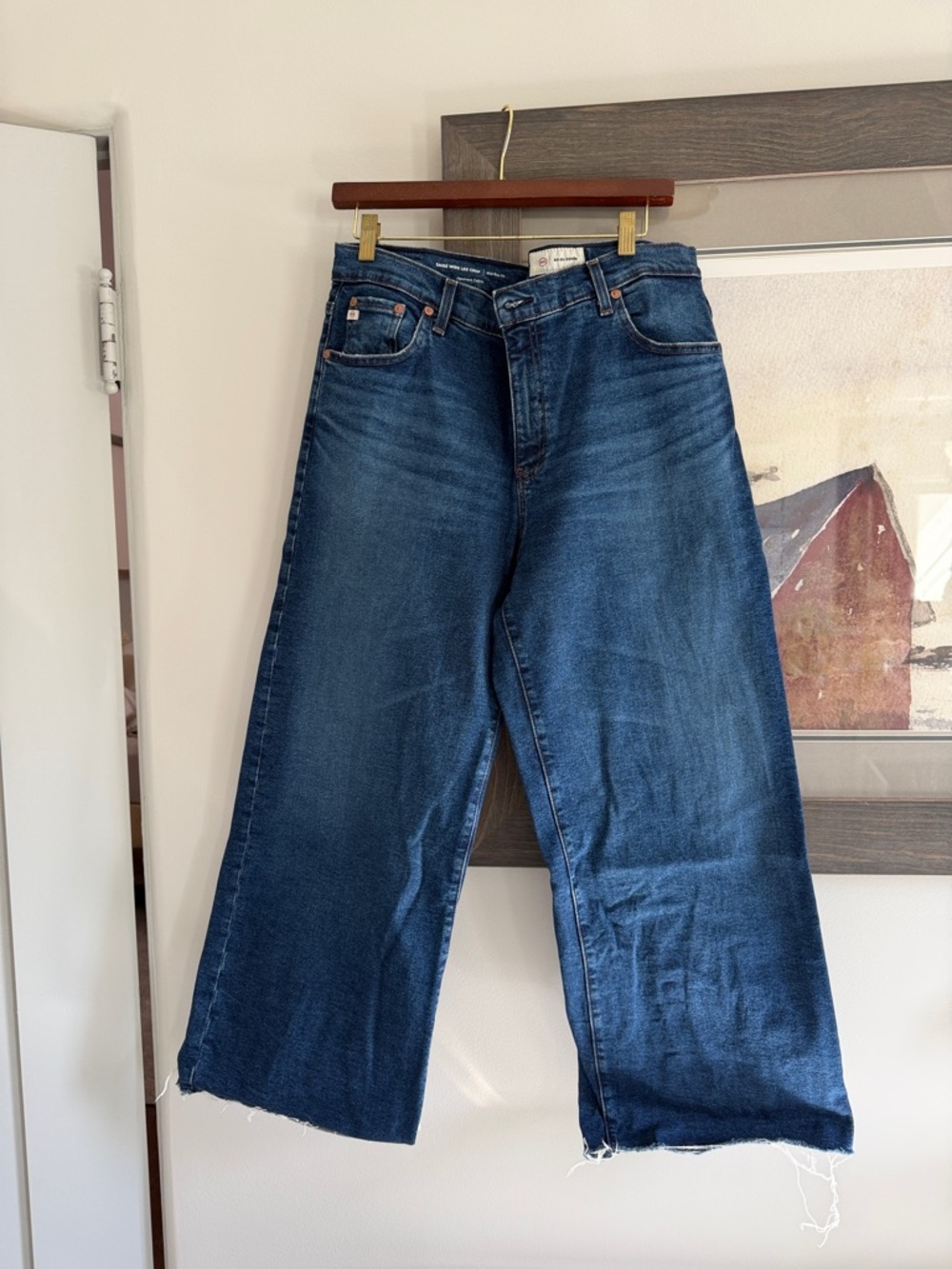 Ag Adriano Goldschmied Saige Dark Blue Wide Leg Jeans